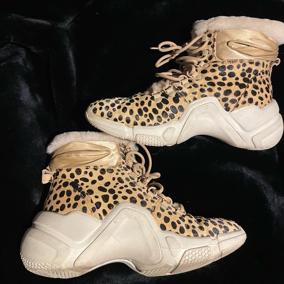 Alpine Cheetah Sheepskin Sneakers NEO BLOCK-LILLIE fur Haircalf Platforms chunky - Picture 2 of 6